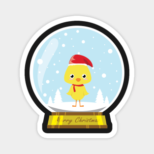 Merry Chickmas inside Snowball Glass Magnet