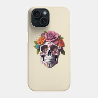 Funny Sugar Candy Skull With Flowers Phone Case