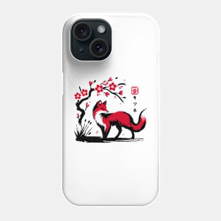 Minimalist Fox Ink Japanese Streetwear Novelty Retro Red Fox Phone Case