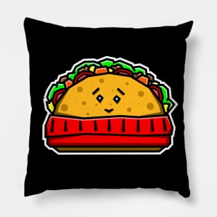 Cute Food - Tasty Little Taco in A Red Turtleneck Sweater - Mexican Food - Taco Pillow