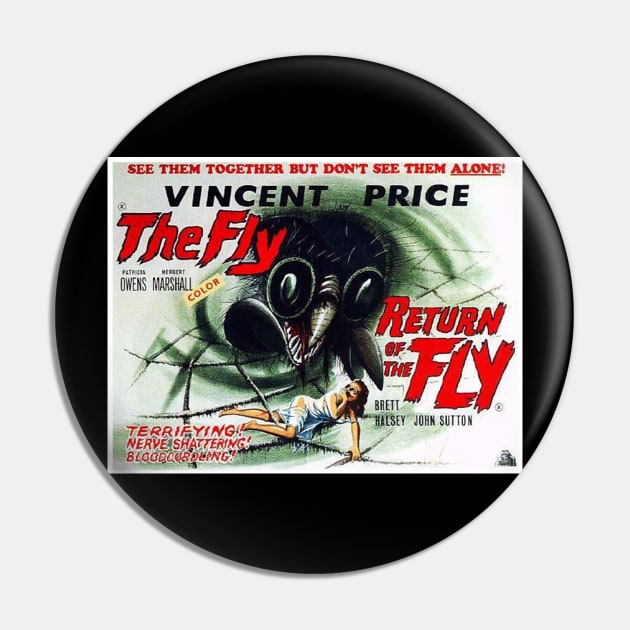 Classic Sci-Fi Lobby Card - The Fly & Return of The Fly Pin by Starbase79
