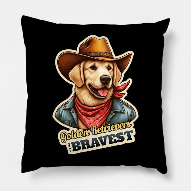 golden retriever cowboy Pillow by k9-tee