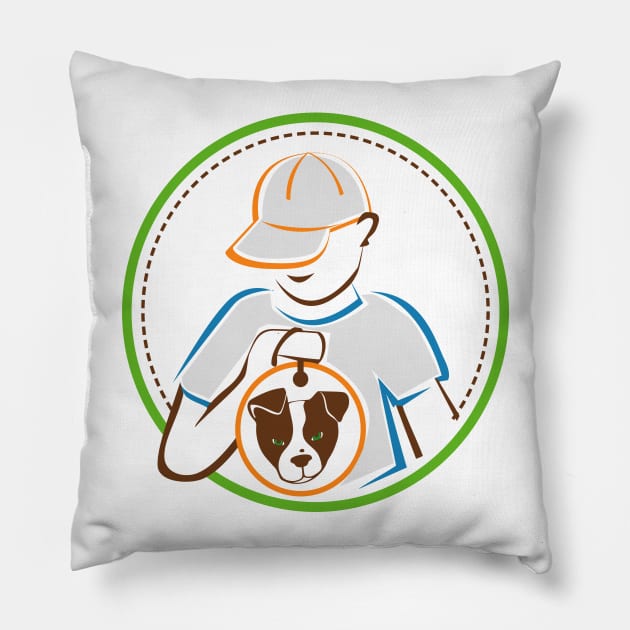 Boy and Dog Pillow by Toogoo