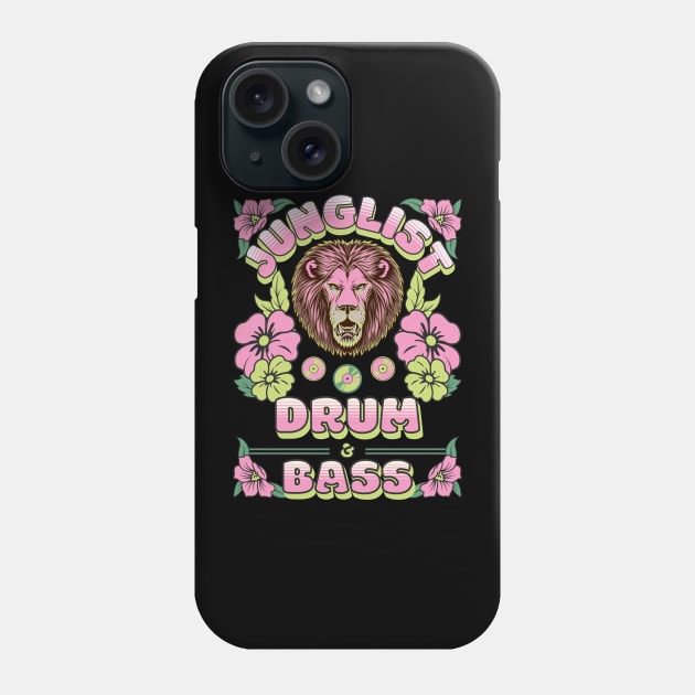 JUNGLIST  - Tropical Drum & Bass Pink Lion Phone Case by DISCOTHREADZ 