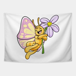 Butterfly in love with a flower Tapestry