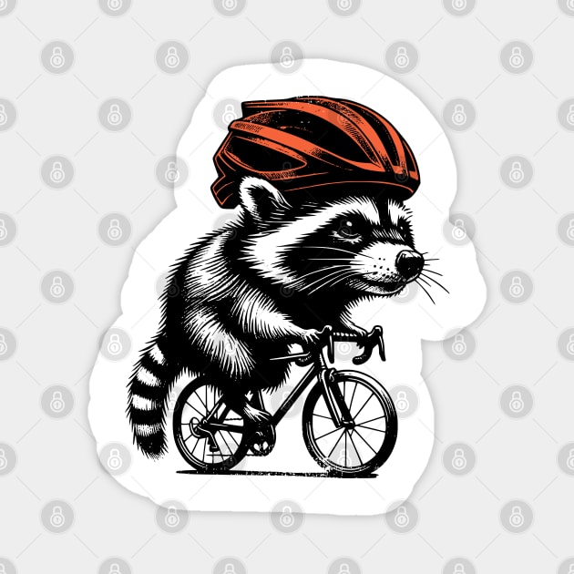 Cycling Raccoon Magnet by susanne.haewss@googlemail.com