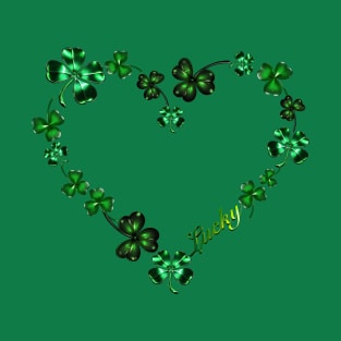 Lucky Shamrock and Clover Heart for St Patrick’s Day T-Shirt