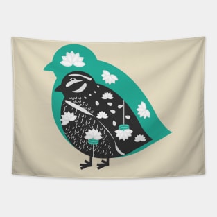 Floral quail Tapestry