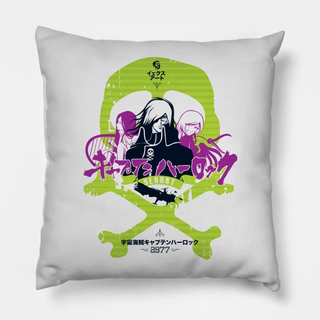 013c Harlock Skull Vintage Pillow by Yexart