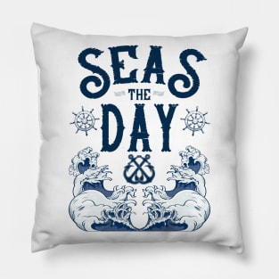 Seas the Day Nautical Anchor Cruise Design Pillow