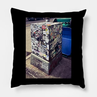 Sticker Art Urban Graffiti Street  Brooklyn NYC Pillow