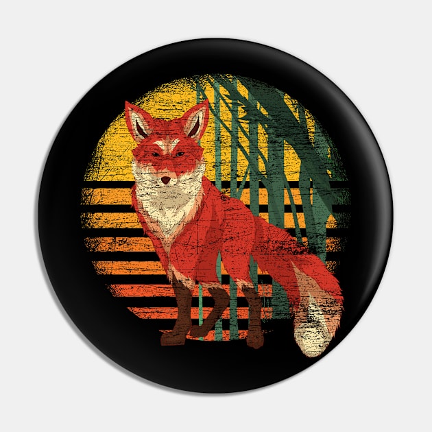 Tropical Nature Fox Lover Wildlife Animal Retro Fox Pin by ShirtsShirtsndmoreShirts