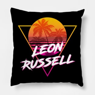 Leon Russell - Proud Name Retro 80s Sunset Aesthetic Design Pillow