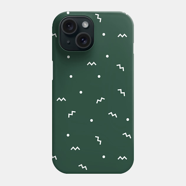 Dots With ZigZags From Green and Dusty Blue Abstract Collection Phone Case by AmarenaDolce