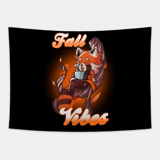 Fall Vibes - Cute Relaxing Red Panda Tapestry