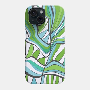 Mazipoodles Psychedelic Water Leaves Expressionism Blue Green Phone Case