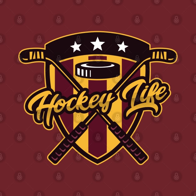 Hockey Life | Ice Hockey Stick Puck and Shield by Sports & Fitness Wear