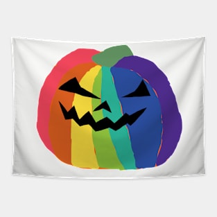 Big Abstract Rainbow Halloween Horror Pumpkin Tapestry