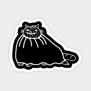 Minimal White Line Chonk Cat Halloween Horror Costume Magnet