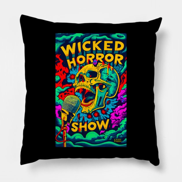 Wicked Horror Show Screaming Skull Pillow by aknuckle