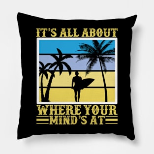 sunset sea beach surfboard sand ocean wave Pillow