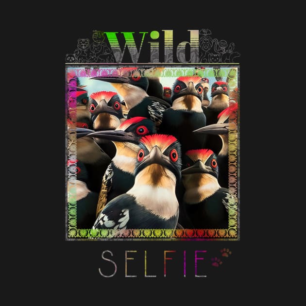 Bird Woodpeckers Wild Nature Funny Happy Humor Photo Selfie by Cubebox