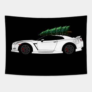 Funny Christmas Ugly Sweater R35 GTR Skyline Tree on Car Tapestry