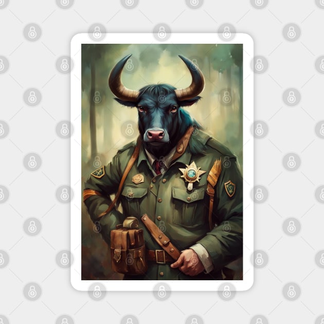 Bull dressed as a Forest Ranger No.1 Magnet by R.W.TDesign