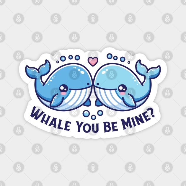 Whale You Be Mine Valentines Pun Magnet by JS Arts