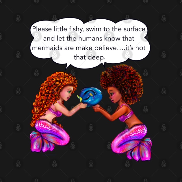 Best mermaid gifts 2022. anime black and white mermaids with blue tang fish and bubbles. Pretty black  and white girls with Afro hair, green eyes, Cherry pink lips and dark brown skin. Hair love ! by Artonmytee