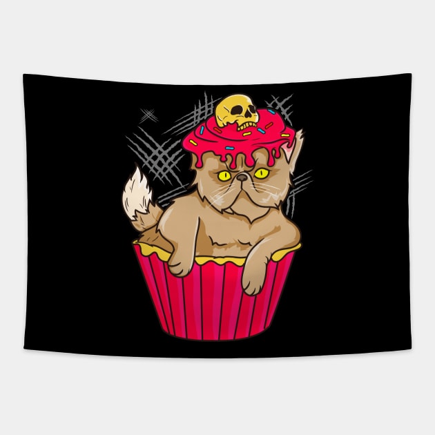 Gothic Cat Cupcake Funny Kitty And Kitten Owner Gift Tapestry by LIFUA