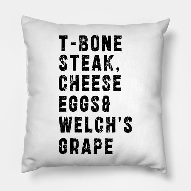 TBone Steak, Cheese Eggs, Welch's Grape - Guest Check Pillow by Ksarter