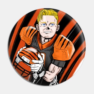 the joe burrow, bengal of cincinatti in cartoon anime style Pin