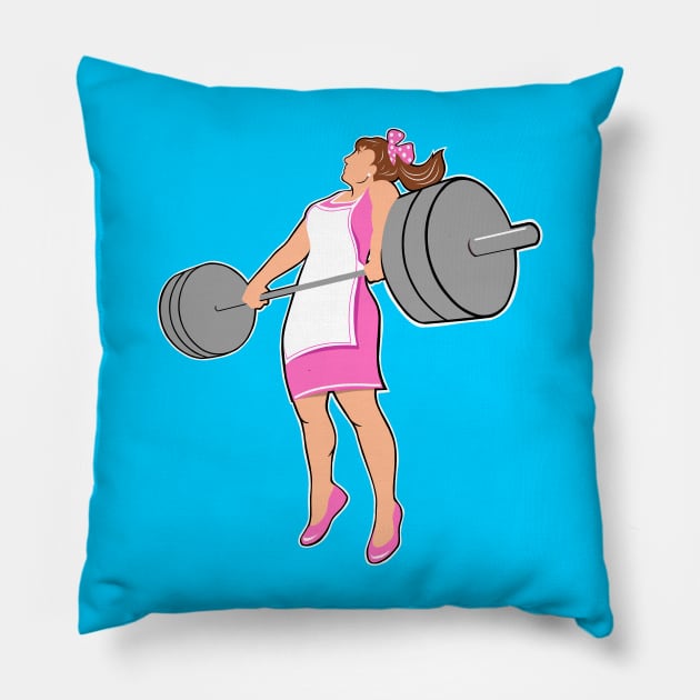 fitness girl, gym girl, weightlifting women Pillow by TimAddisonArt