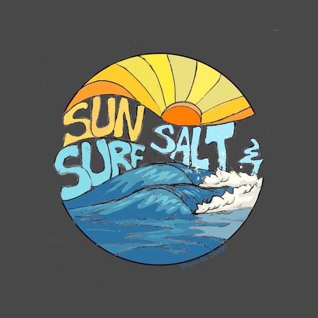 Sun Salt & Surf retro summer wave art by Shanti-Ru Design