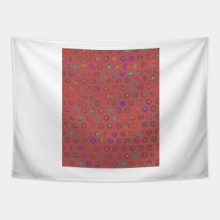 Tribal Sun Print, faded, distressed red ethnic pattern, uneven blotchy Tapestry