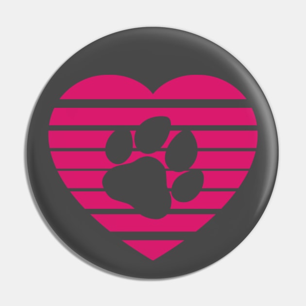 Dog Paw Heart Valentine - Magenta Pin by skauff