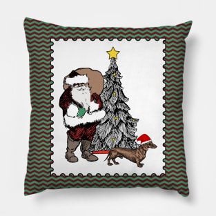 Santa and His Dachshund Pillow