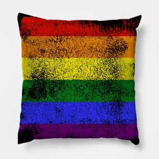 Distressed Gay/Queer Pride Rainbow Flag Pillow