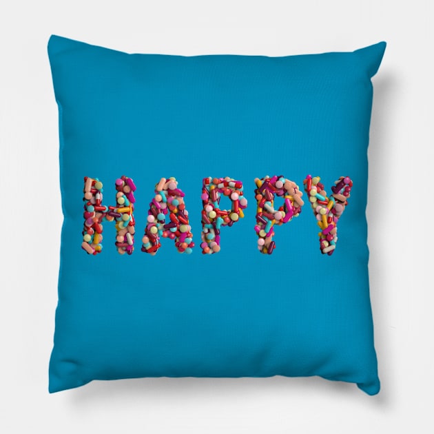 Happy Pills Pillow by The Welsh Dragon