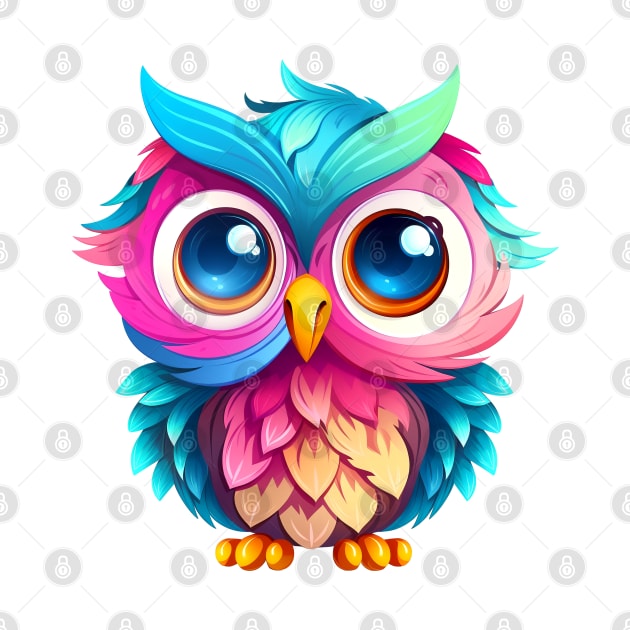 Cute rainbow owl. Sticker Clipart. by AndreKENO