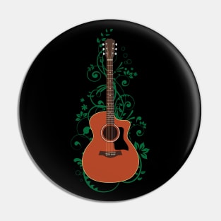 Mahogany Auditorium Acoustic Guitar Flowering Vines Pin