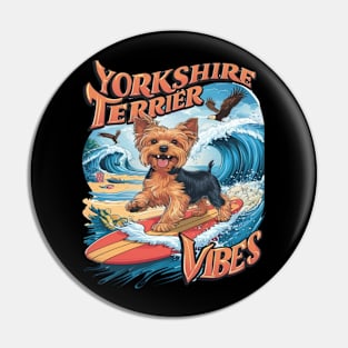 Wave-Riding Yorkshire Terrier Pup Pin