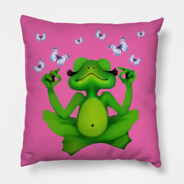 YOGA FROG Pillow by 1 Kreative Kat