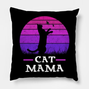 Cat Mama Vintage sunset Mother's day Gifts Pillow