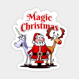 Magic Christmas: Santa, reindeer and a unicorn Magnet