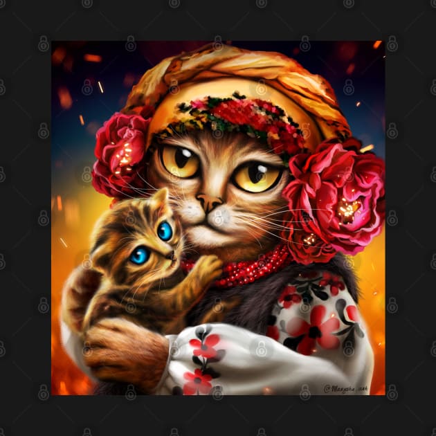 Ukrainian Mother cat with her little child by Marysha_art