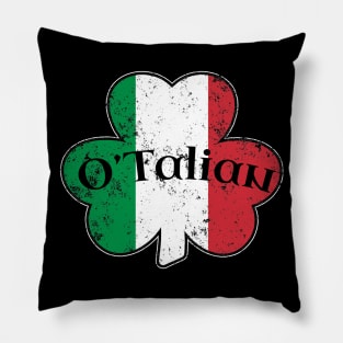 Irish Italian O'Talian Shamrock Saint Patricks Day Italy Flag Pillow