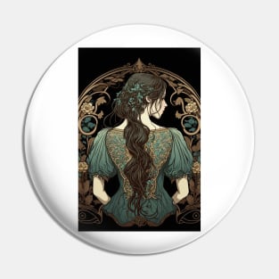 Art Nouveau Shy Girl Pin