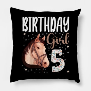 Horse Animal Lovers 5th Birthday Girl Pillow